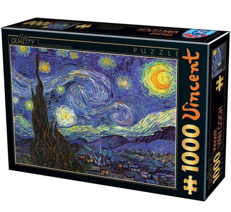 现货D-Toys罗马尼亚进口益智拼图66916VG08梵高 星空星月夜1000片