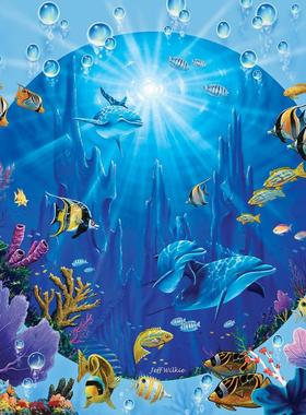 现货包邮 美国SunsOut进口成人益智拼图玩具52345海豚城堡500大片