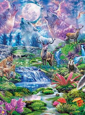 新款 Clementoni意大利进口益智拼图33549月光下的森林动物3000片