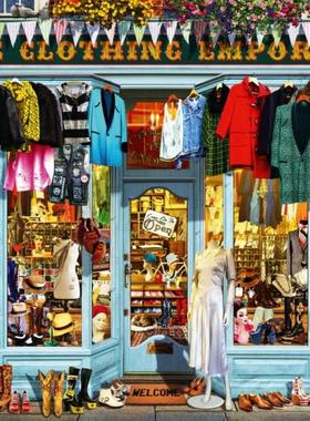 新款包邮 法国Bluebird蓝鸟进口成人益智拼图70338服装商店1000片