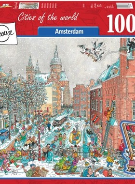 德国ravensburger睿思进口益智拼图19786 阿姆斯特丹的冬天1000片
