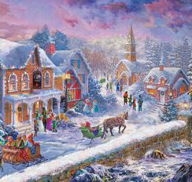 Eurographics加拿大进口益智拼图5318 海边圣诞节小镇1000片宽幅