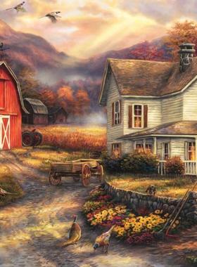 现货包邮 法国Grafika进口成人益智拼图T-00765恬静的农庄1000片