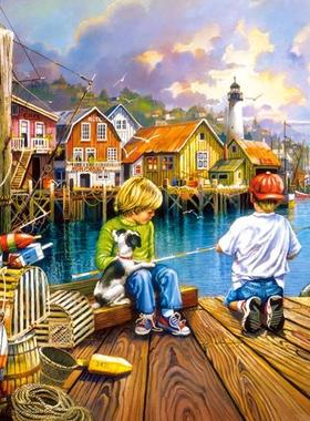 现货包邮 Castorland巧思波兰进口益智拼图104192 童年码头1000片