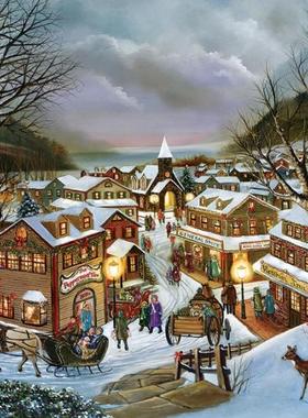 新款 加拿大Cobble Hill进口成人益智拼图80312小镇圣诞节1000片