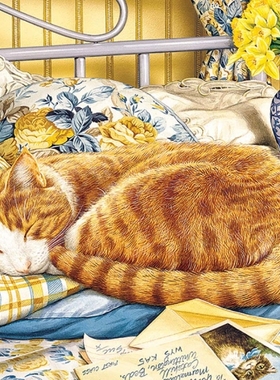 现货包邮 加拿大Cobble Hill 进口益智拼图80234 橘猫午睡1000片