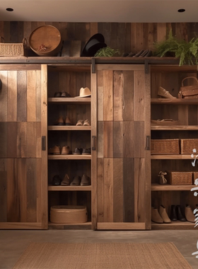 侘寂风 别墅家用卧室衣柜 家具实木衣柜  全屋定制 自由组合衣柜