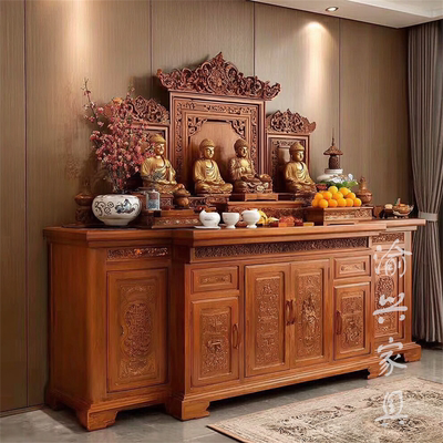 桌面式香案中式花梨木佛龛供桌9位雕刻储物佛柜家用神台