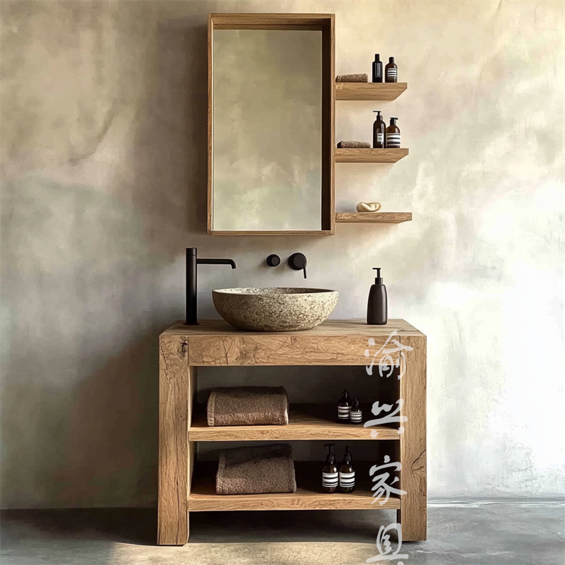 洗漱台侘寂风浴室柜组合卫生间