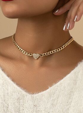 热卖1件个性时尚镶钻爱心麻花链适合女士日常派对佩戴