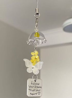 黄色小花手机链手机挂件ccd包包相机挂饰钥匙扣挂件可爱diy挂链