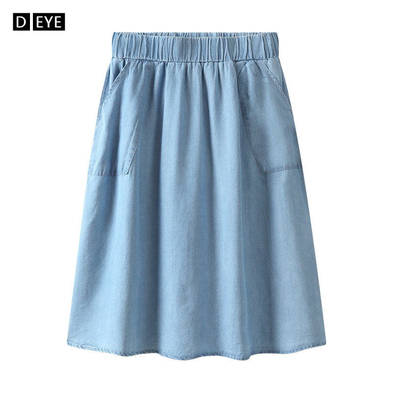 Tencel cowboy skirt leisure time Large Easy Elastic waist Culottes Mid length version Thin section Pleated skirtin the Women's clothing/Boutique , Skirts  category - from Buy2taobao.com to provide professional Taobao agent buy service