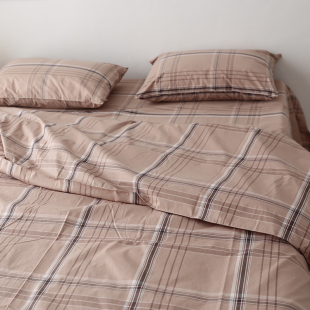 230床单床品 高档全棉简约格子被套200 牛货 出口日本100纯棉色织