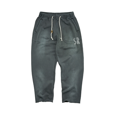 STRL 25FW 重磅复古印花造旧染色束绳宽松卫衣长裤