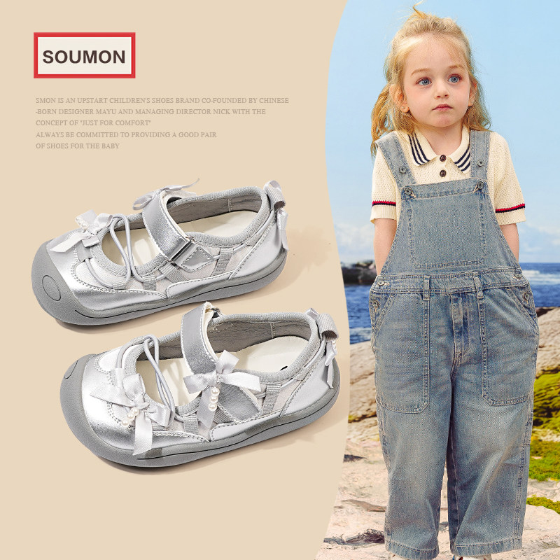 儿童运动鞋女童鞋子春季女孩软底公主鞋蝴蝶结单鞋女小童芭蕾舞鞋