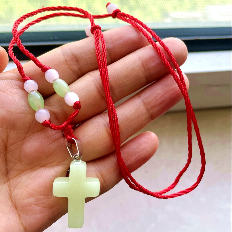 可夜光仿玉十字架吊坠 男女配件项坠/吊坠