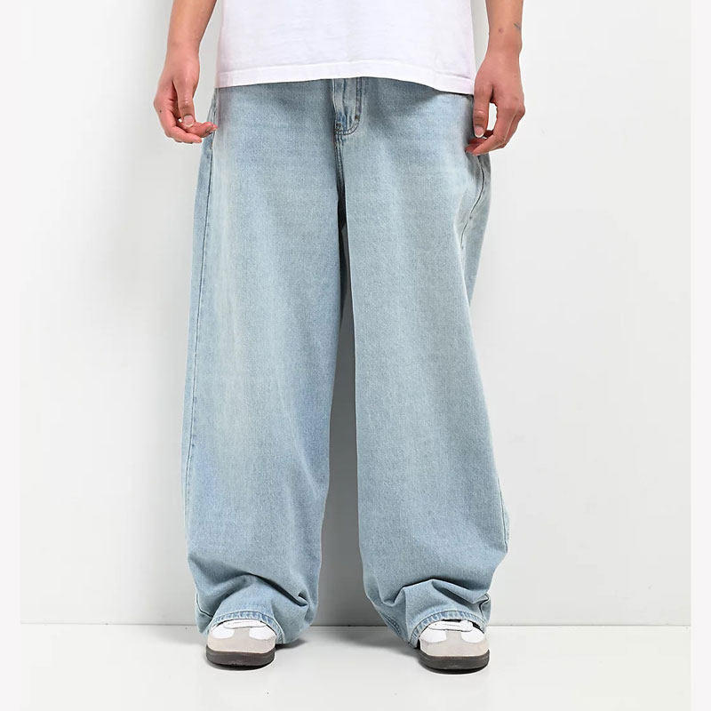 Skateboard New arrival Street Dance Cross-Border American Style Loose Trendy Retro Washed hip hop pants Denim Wide-Leg Pants Trendy