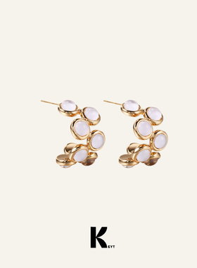 KEYT白色透明珠珠耳环