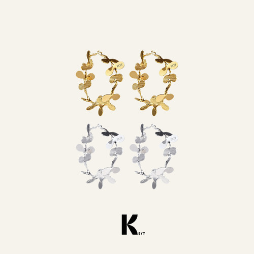 KEYT金银双色环形花瓣耳圈