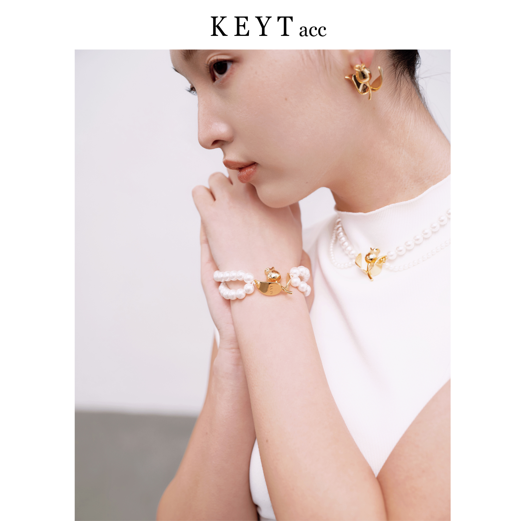 keytacc一朵金色玫瑰花简约冷淡风个性手链