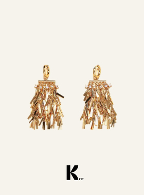 KEYT金色方条流苏耳环