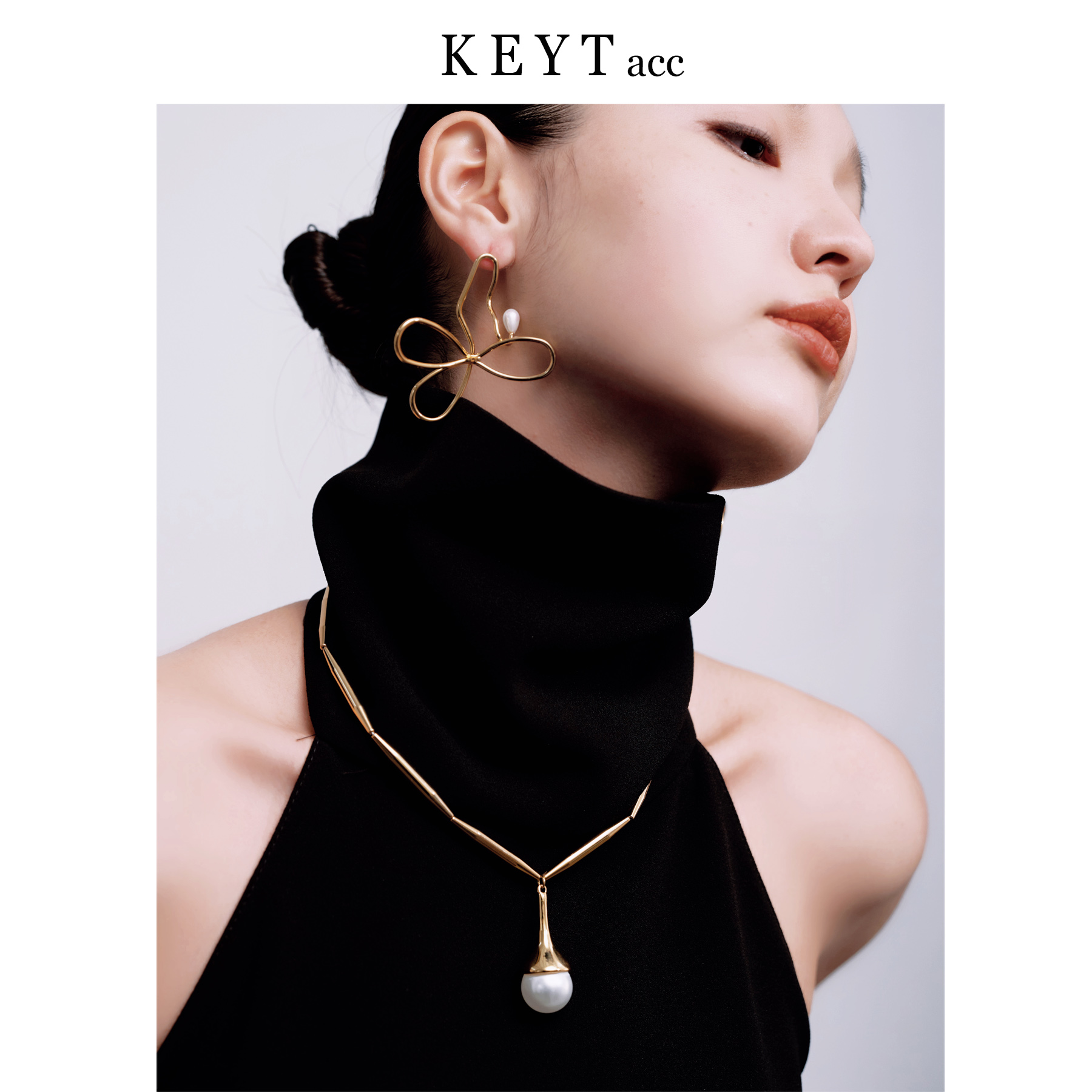 keytacc竹节金属珠珠水滴造型吊坠项链