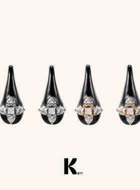 KEYT原创“old money”黑色十字锆石水滴耳环