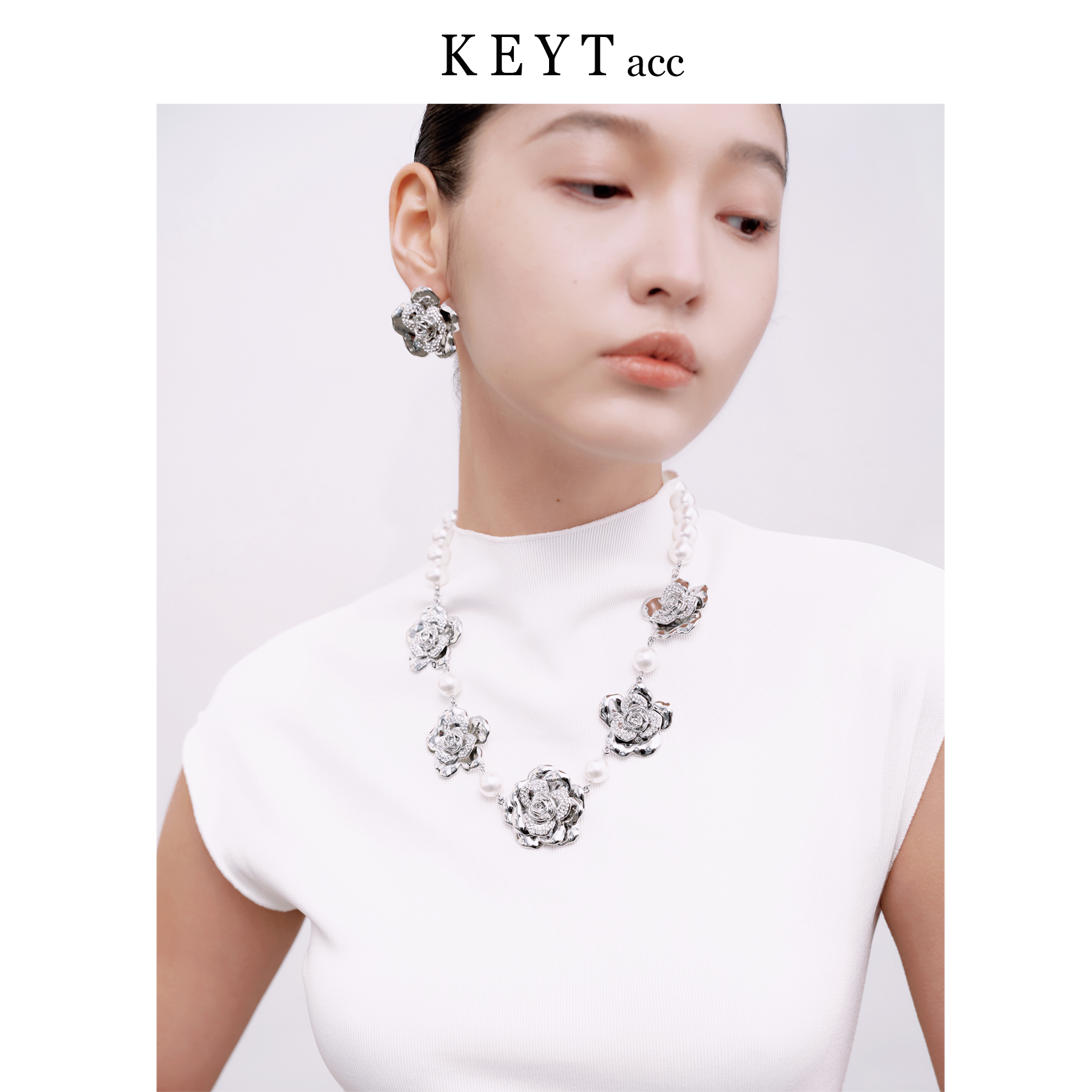 keytacc繁花夜梦系列银光点点银花项链