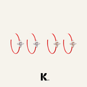 money KEYT原创 old 金银双色十字锆石红色耳圈