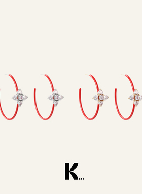 KEYT原创“old money”金银双色十字锆石红色耳圈