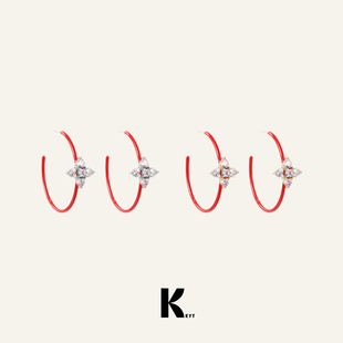 KEYT原创“old money”金银双色十字锆石红色耳圈