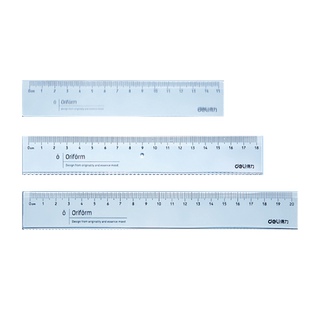 得力透明直尺子带波浪线直尺小学生格尺多功能专用15/20/30cm儿童可爱卡通塑料尺绘图测量刻度尺一年级钢尺
