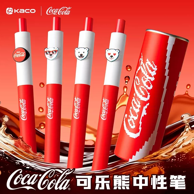 KACO可口可乐联名按动中性笔创意罐装0.5黑色水笔ins风高颜值小学生初中生黑笔考试专用刷题笔圆珠笔签字笔芯