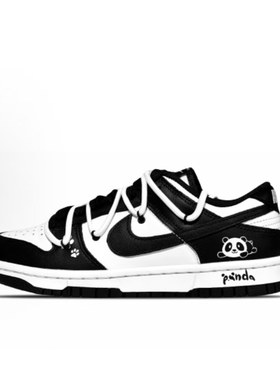 【定制鞋】Nike Dunk 手绘熊猫 百搭潮流运动休闲鞋