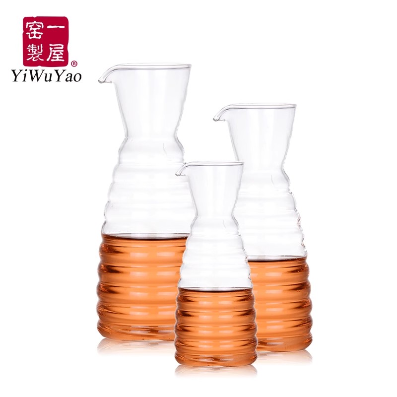 一屋窑正品高硼硅耐热玻璃手工白酒分酒器白酒器日式分酒瓶条纹壶