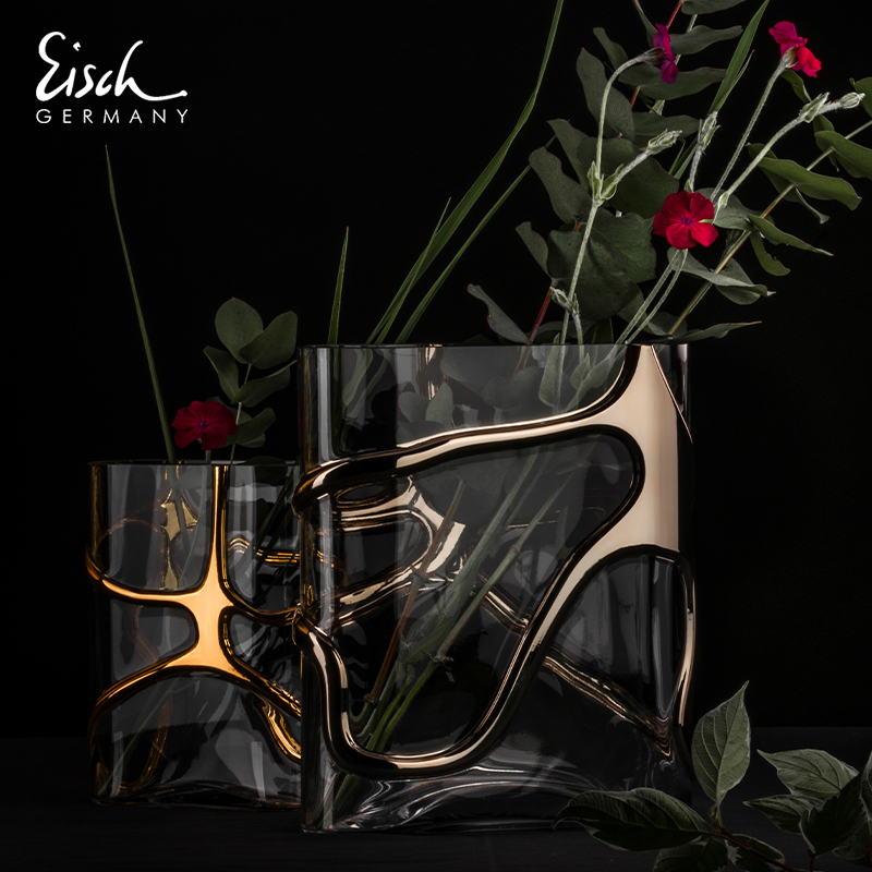 德国进口EISCH艾奢高档描金水晶玻璃花瓶欧式客厅轻奢装饰摆件