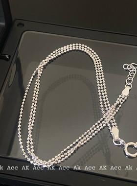 韩国ins风碎银子925s饰品通体纯银叠戴万搭3层圆珠手链不褪色女