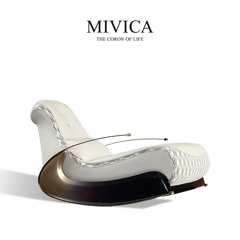 米维卡MIVICA现代意式轻奢摇椅真皮躺椅休闲椅单人沙发摇摇椅K1