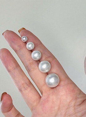 简约百搭正圆珍珠耳钉女小灯泡白色fever同款时尚气质高级感耳饰