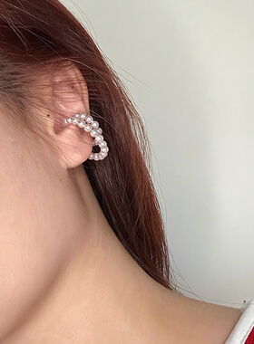 法式双层珍珠耳骨夹女2025新款优雅高级感气质耳钉耳饰耳夹无耳洞