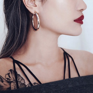 耳圈欧美圆圈粗圈复古耳环圈圈夸张耳饰2026新款 简约 潮耳坠女个性