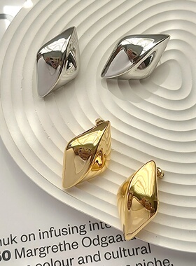 独特不规则菱形飞碟耳坠女小众设计高级感镜面夸张耳环时髦气质潮