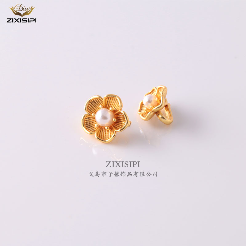 铜材质工艺小花扣压襟扣收尾扣