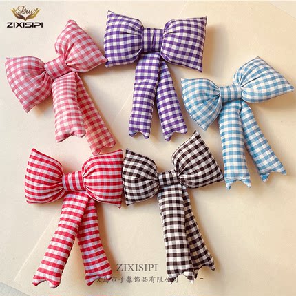 方格子充棉燕尾JK蝴蝶结公仔饰配饰包包袜潮娃挂件/M1002