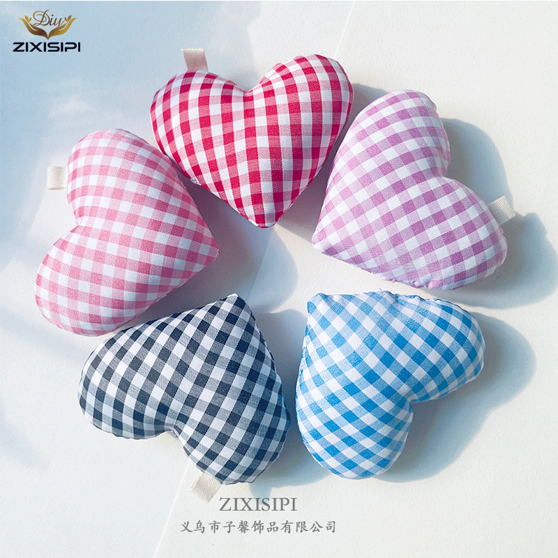 充棉格子桃心DIY包钥匙扣车饰