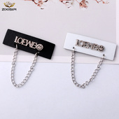 字母合金皮标链条diy牛仔裤 牛仔衣服商标女高筒袜车缝PU皮质N576