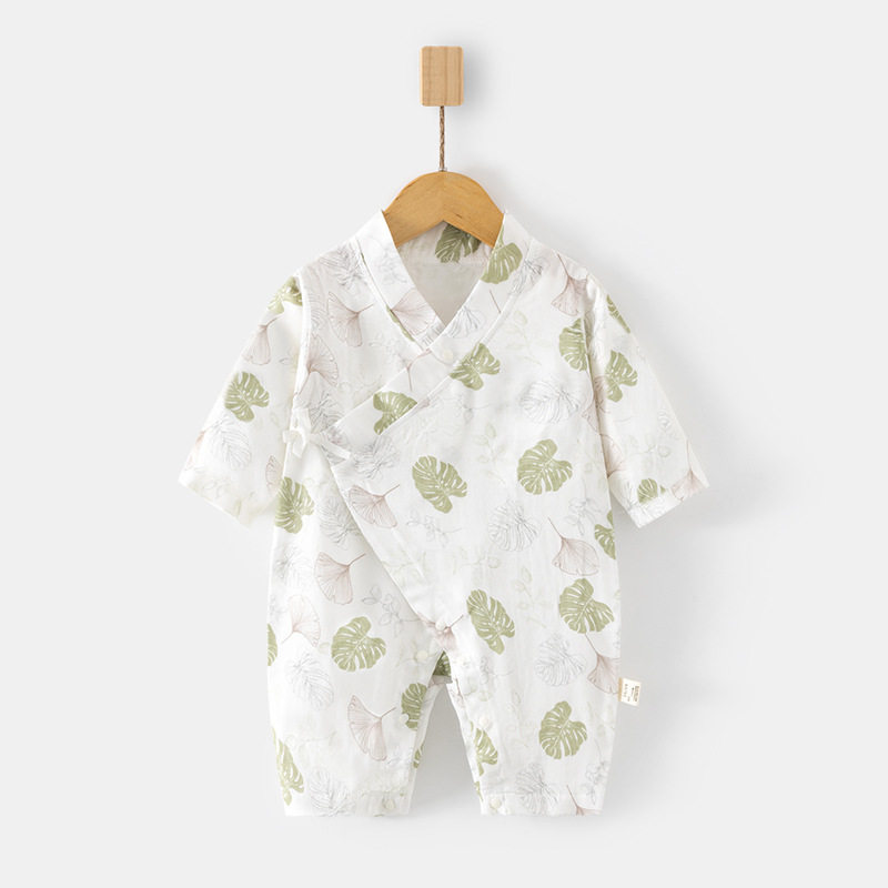 婴儿夏季纱布连体衣宝宝夏款和服哈衣纯棉哈衣儿童空调服新生爬服