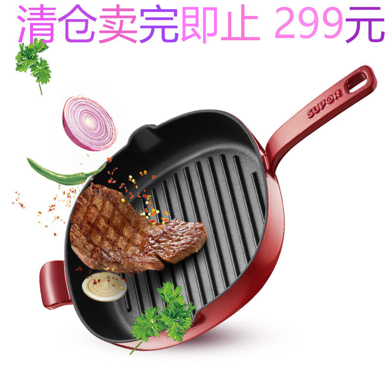 加厚方形牛排电磁炉铸铁锅