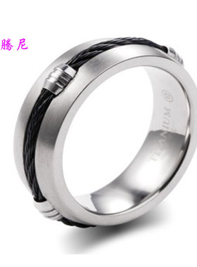 纯钛金朋克风刻字男士戒指