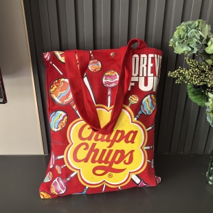 染色单肩包大容量卡通帆布袋便携环保袋通勤上课收纳袋逛街购物袋